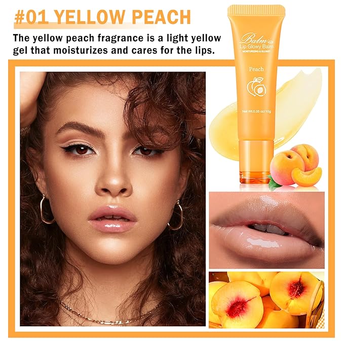 Lip Glowy Balm Moisturizing Lip Balm Plumping Lip Gloss Lip Sleeping Mask Lip Butter Balm Day Night Lip Care Glowy Lip Balm - Peach-Velvo Beauty