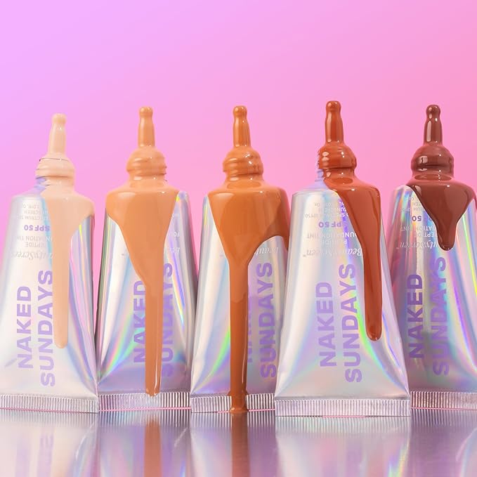 Naked Sundays BeautyScreen™ SPF 50 Mineral Peptide Foundation Tint – 2-in-1 Skin Tint & Mineral Sunscreen | Radiant, Buildable Coverage, Acne-Safe, Infused with Peptides (8 Golden Mahogany, 1.01 oz)-Velvo Beauty