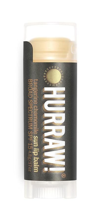 Hurraw! Sun Lip Balm (Zinc Oxide Protection, Broad Spectrum SPF 15, Tangerine, Chamomile): Organic, Certified Vegan, Gluten Free. Non-GMO, 100% Natural. Bee, Shea, Soy and Palm Free. Made in USA-Velvo Beauty