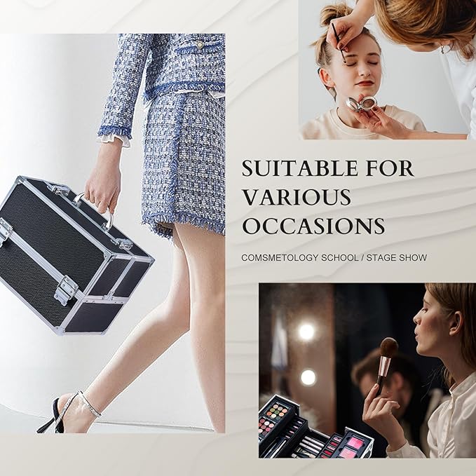 Color Nymph Makeup Sets for Teens Girls Women, Professional Makeup Kits All In One Makeup Set Storage Train Case, Beginner Full Cosmetics Kit with Eyeshadow Blush Lipstick Lipgloss Mascara etc Black-Velvo Beauty