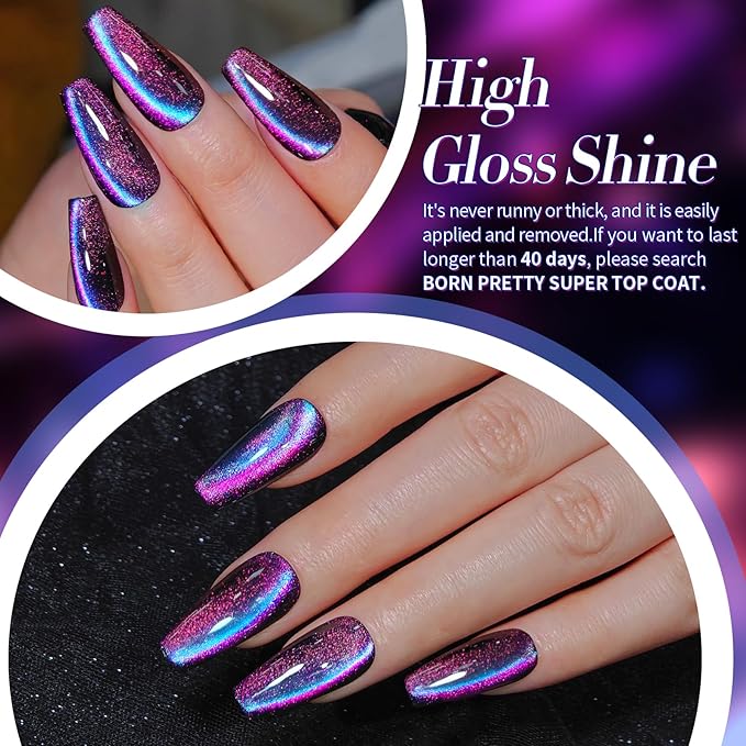 Born Pretty Cat Magnetic Gel Nail Polish 9D Polaris Holorgraphic Cat Magnetic Eye Gel Polish Glitter Gel Polish Set 6PCS-Velvo Beauty