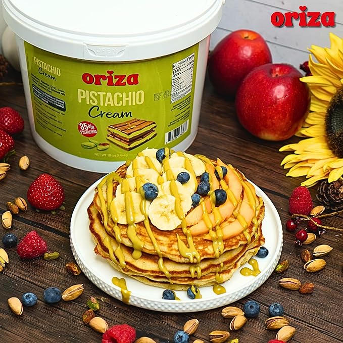 Oriza Pistachio Cream, 10lbs Pail (Pack of 2) – Premium Bakery Spread with 35% Pistachios, Palm Oil Free, Non-GMO – Ideal for Pastries, Gelato, Cakes & Dessert Filling-Velvo Beauty