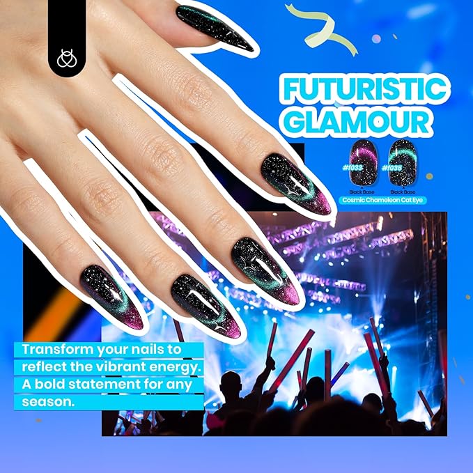 Beetles Cat Eye Gel Nail Polish Set-36 Colors Red Purple Brown Green Burgundy Magnetic Gel Nail Polish with Base Gel Glossy Matte Top Coat Magnet,Soak off UV Nail Gel DIY Nail Art Gift for Women-Velvo Beauty