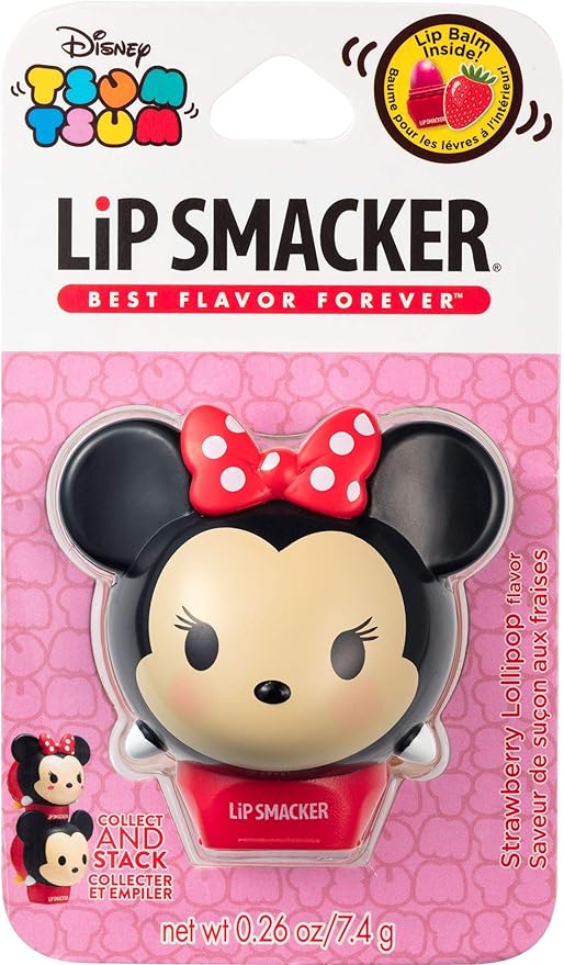Lip Smacker Disney Minnie Mouse Tsum Tsum Flavored Lip Balm, Minnie Strawberry Lollipop, Clear, For Kids-Velvo Beauty