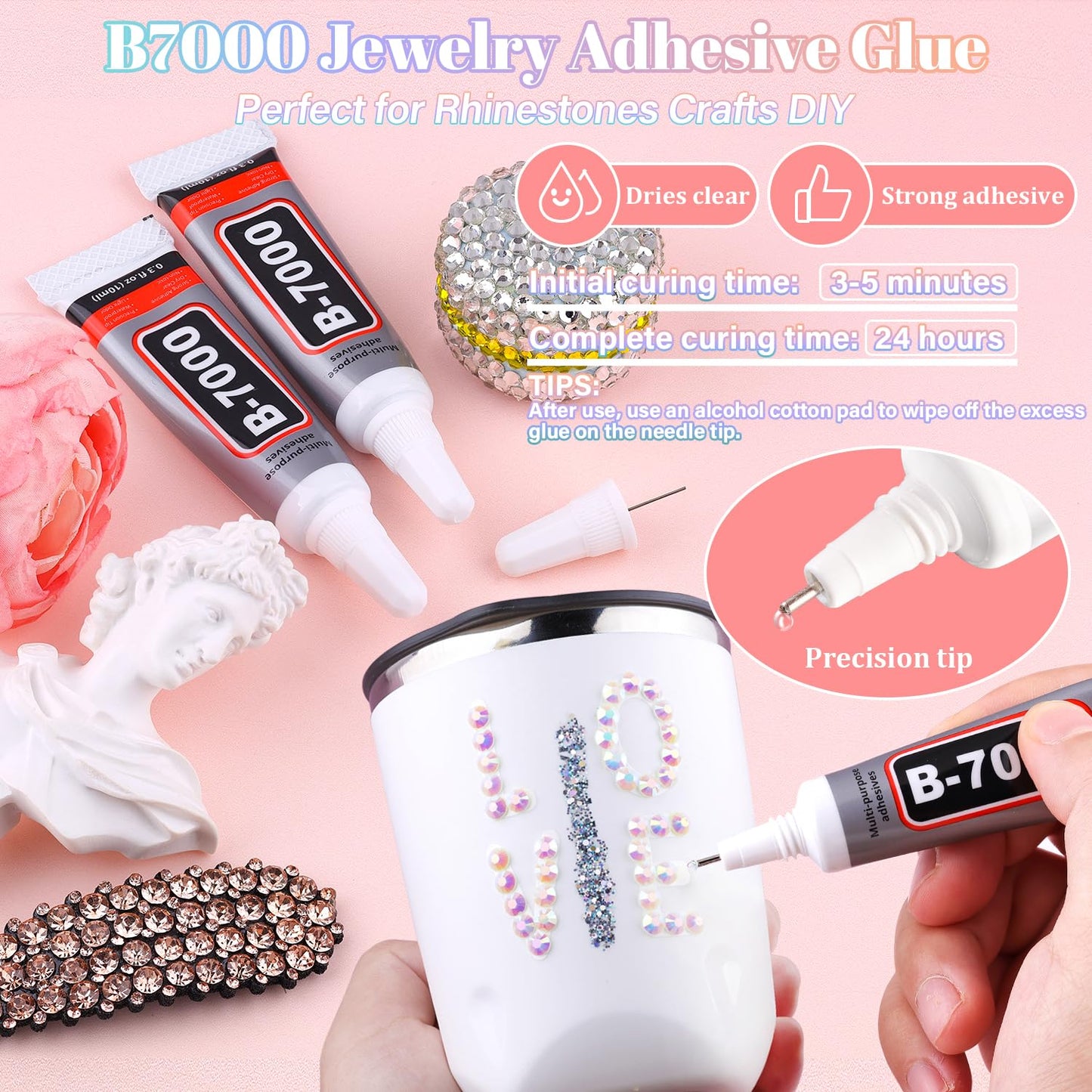 30000Pcs Resin White AB Rhinestones for Bedazzling Crafting with b7000 Jewelry Glue, Bulk Flatback Gems Bedazzler Kit for Crafts Clothes Shoes Fabric Nail Diamond Art, Assorted Size 2/3/4/5/6mm-Velvo Beauty