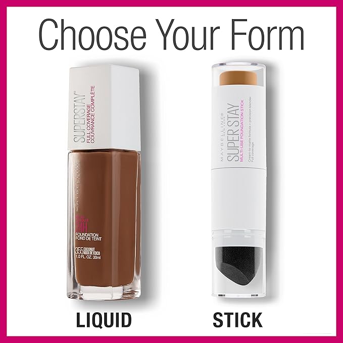 Maybelline New York Super Stay Foundation Stick For Normal to Oily Skin, Natural Ivory, 0.25 oz.-Velvo Beauty