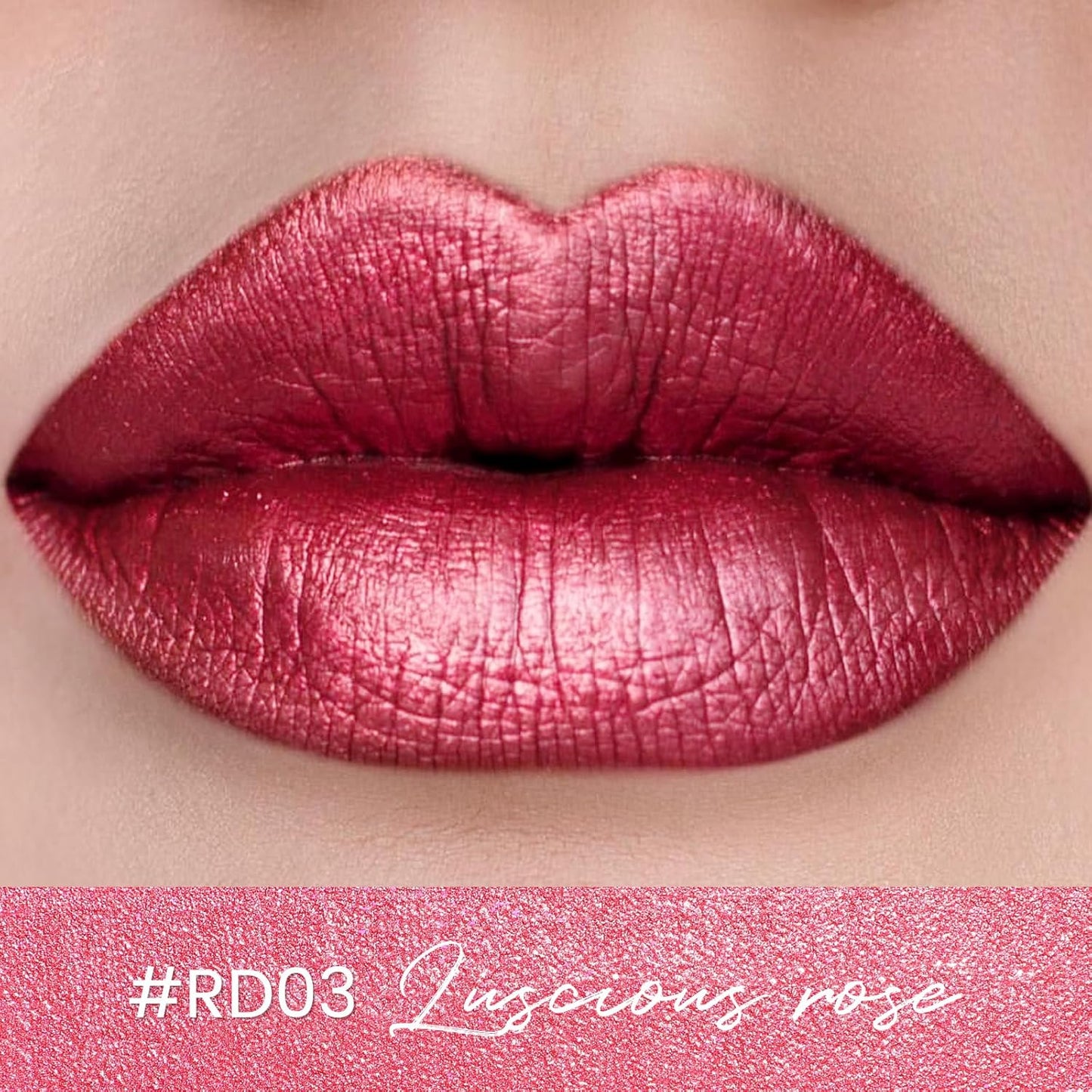 FOCALLURE Metallic Liquid Lipstick,Non Stick Cup Lip Gloss,High Impact Lip Color with Transfer-proof Wear,Long Lasting & Waterproof Lipstick Makeup for Women,RD03 LUSCIOUS ROSE-Velvo Beauty