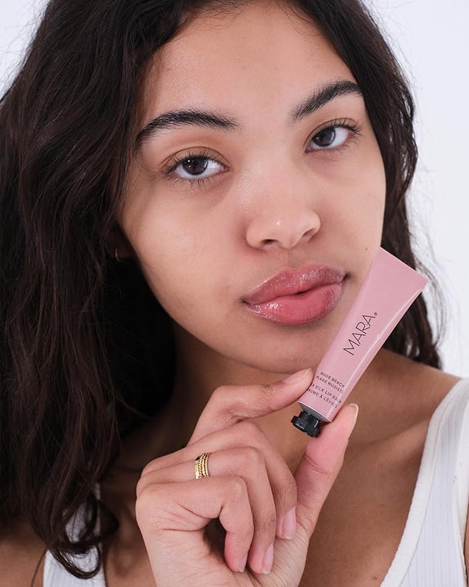 MARA - Natural Sea Silk Lip Balm With Algae + Moringa | Non-Toxic, Plant-Based Skin Care, Hypoallergenic | Moisturize, Plump + Soothe Dry, Chapped Lips (Nude Beach, 0.5 oz | 15 ml)-Velvo Beauty