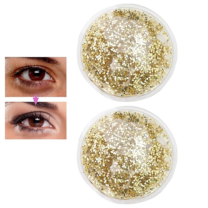 Gel Eye Pack, Hot Cold Compress Eye Gel Ice Packs Reusable Cooling Eye Cover for Dark Circles Puffiness Cold Eye Girl Women(Gold)-Velvo Beauty