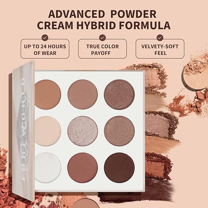 docolor Neutral Eyeshadow Palette 9 Colors Nude Brown Eyeshadow Palette Eye Shadow Palette Makeup Palettes with Velvety and Silky Finishes Highly Pigmented Mattes Shimmers Glitter Eye Makeup Palettes-Velvo Beauty