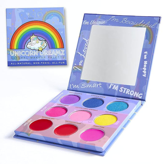 Unicorn All in One Makeup Palette With 9 Colors: 3 Eyeshadows 3 Shimmer Blush And 3 Lip-Gloss - "Amazon Exclusive" Natural Non Toxic kids girls teen pre-teen-Velvo Beauty