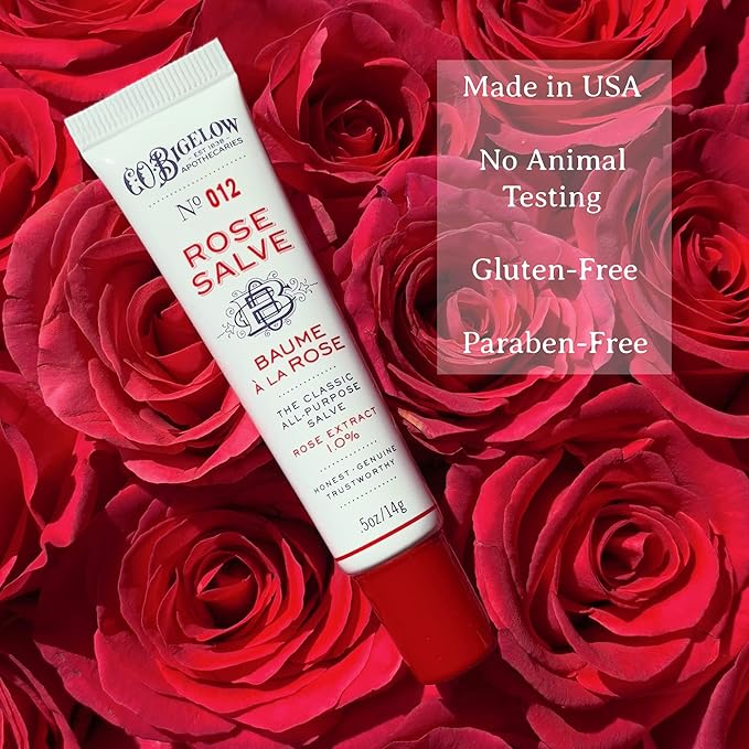 C.O. Bigelow Rose Salve Lip Balm Tubes 3 Pack, All Purpose Salves Moisturizing for Chapped Lips and Dry Skin-Velvo Beauty