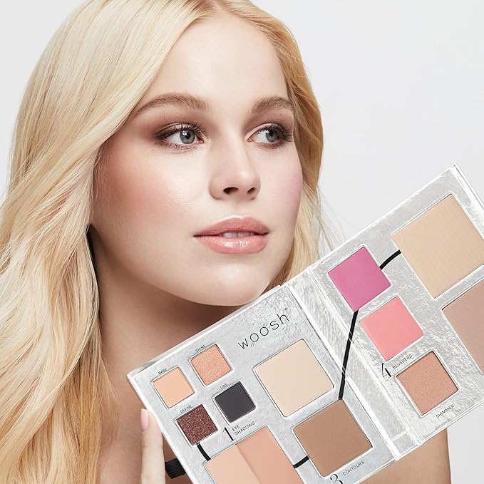 Woosh Beauty, Fold out Face Original Makeup Palette, Travel, All in One, Neutral Cream & Powder (#1 Light)-Velvo Beauty