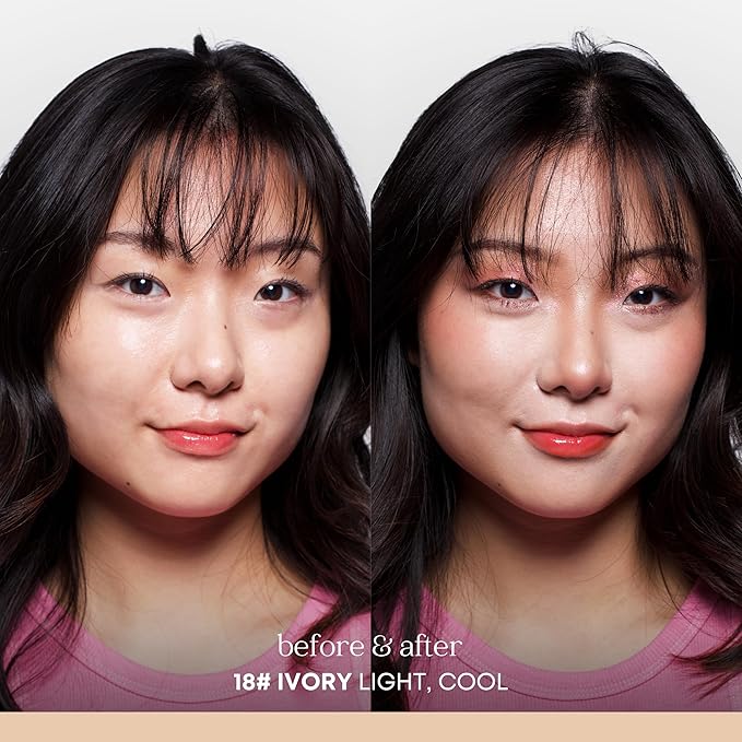 Natural Glow Foundation - Light to Medium Coverage Cushion Foundation Makeup with Hyaluronic Acid & Tea Tree Extract - Vegan & Cruelty-Free Cream Foundation - K Beauty - 15g/0.52oz - Ivory-Velvo Beauty