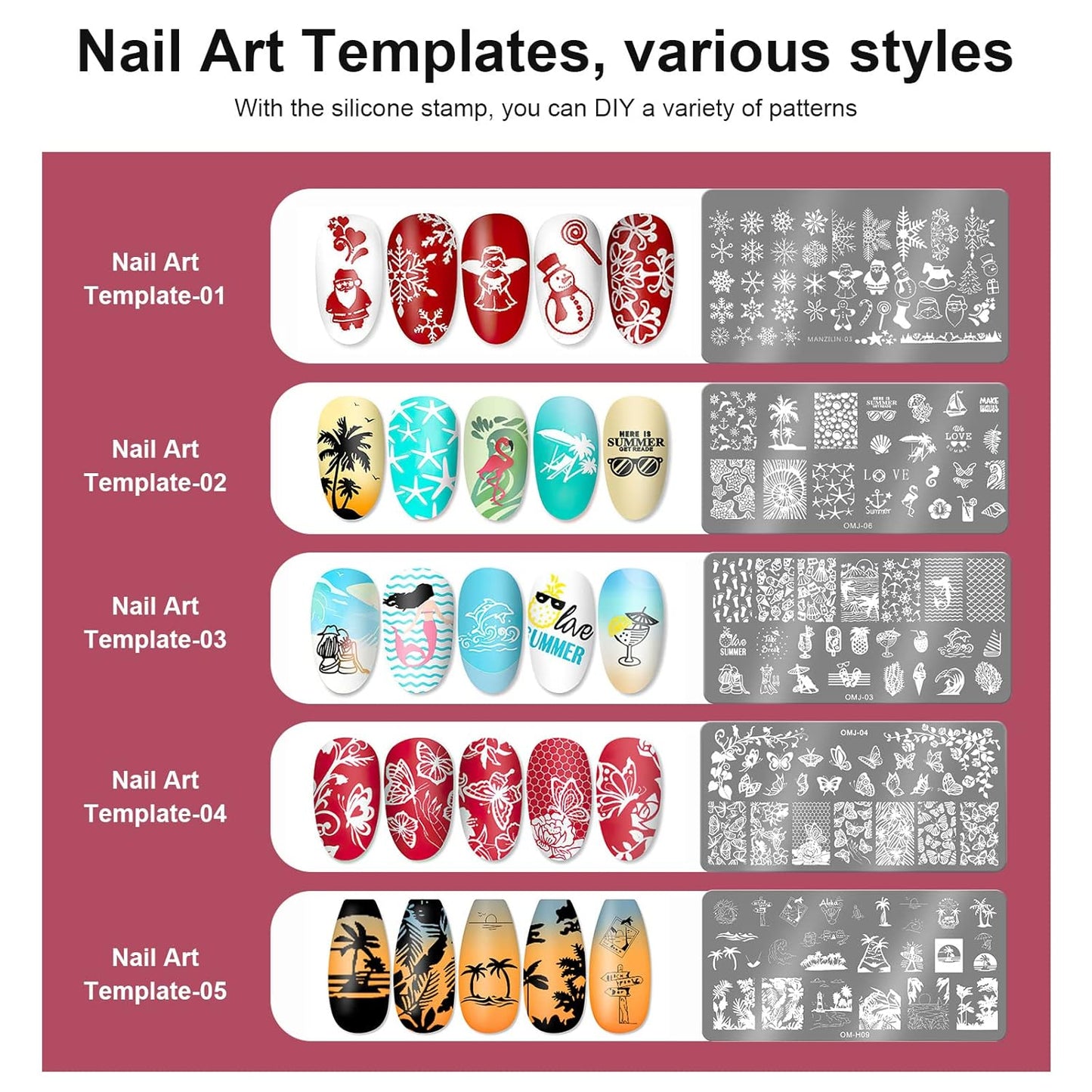 Nail Art Stamper Clear Silicone Nails Stamping Jelly with Scraper Transparent Visible Body DIY Manicure Nail Art Tool B-Velvo Beauty