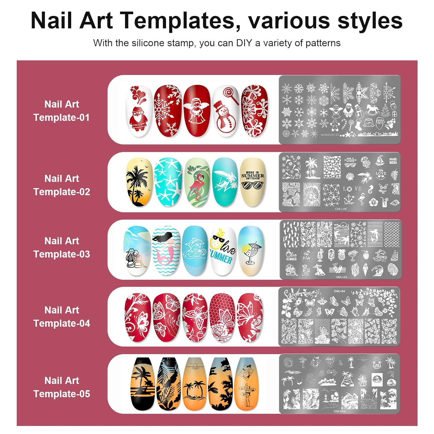 Nail Art Stamper Clear Silicone Nails Stamping Jelly with Scraper Transparent Visible Body DIY Manicure Nail Art Tool B-Velvo Beauty