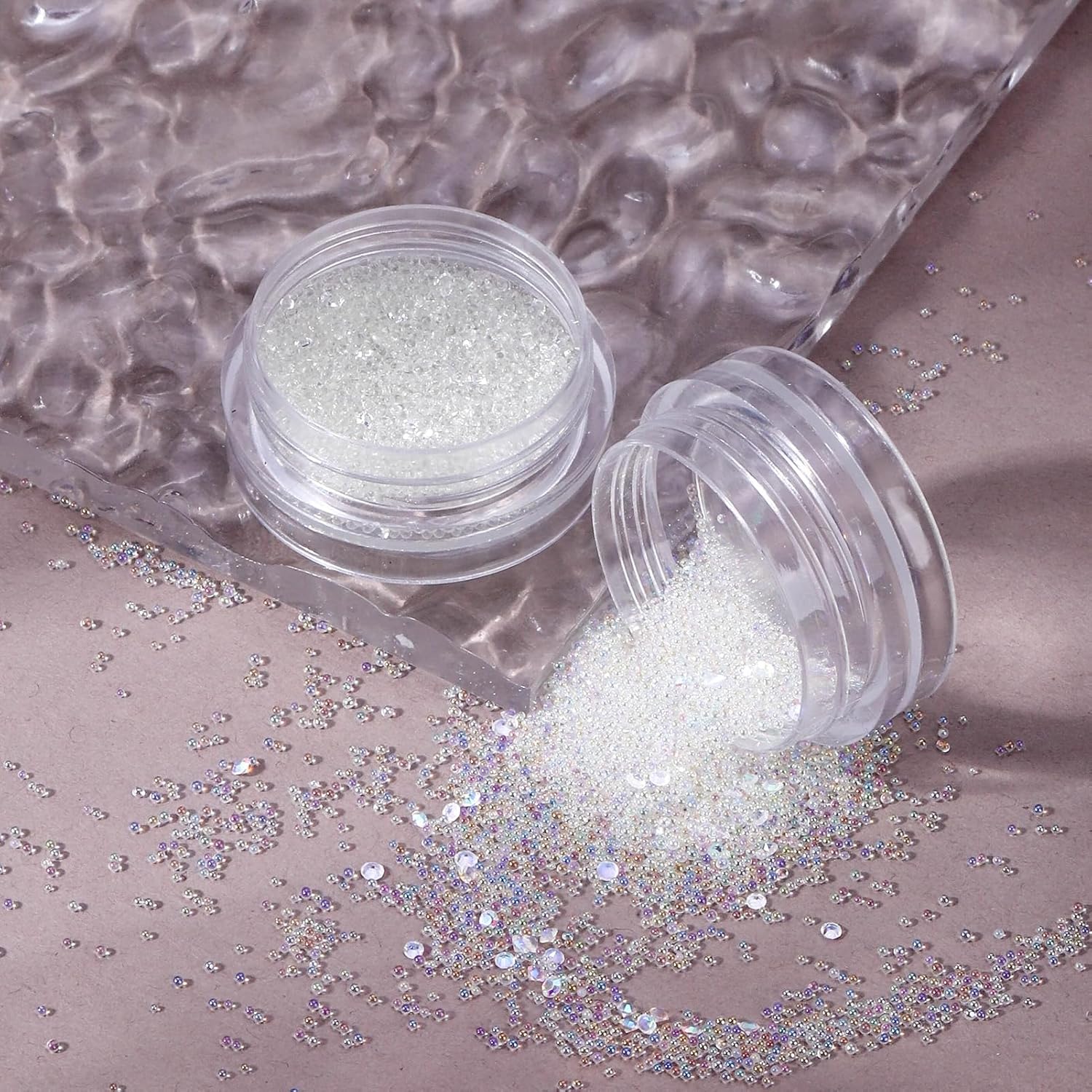 Flatback Rhinestones Half Pearls for Crafting, 1.6-4mm White Glass Rhinestones and 1.5-6mm Small Pearls for Bedazzling, Clothes and Nails Art-Velvo Beauty