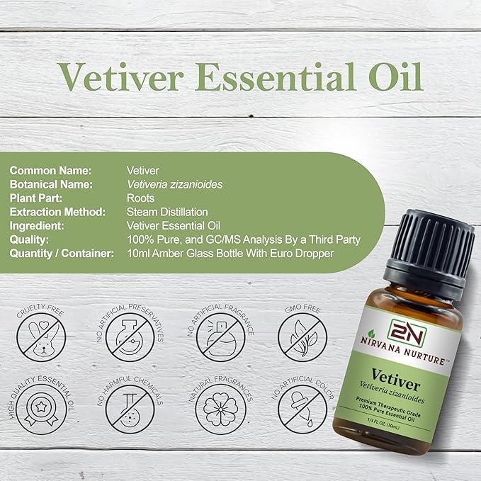 Vetiver Essential Oil 100% Pure Premium Therapeutic Grade, Undiluted - Aromatherapy Diffuser for Calm and Relaxation, Skin Care, Hair Care-Velvo Beauty
