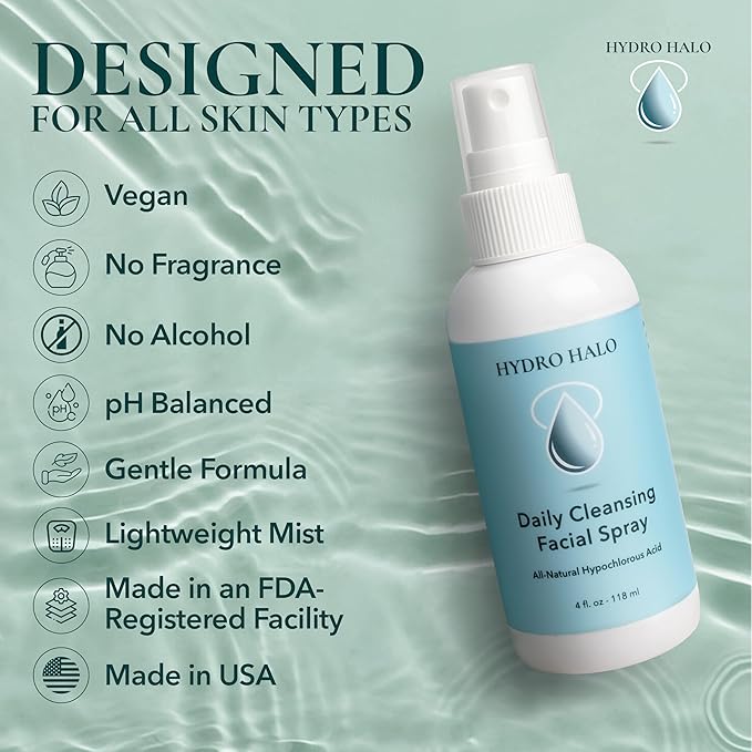 Hypochlorous Acid Spray for Face 4oz – Pure Hypochlorous Acid Spray Cleaner, Daily Cleansing Facial, pH Balanced, Plant Based, No Alcohol, USA Made-Velvo Beauty