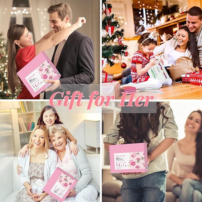 Korean Skin Care Set - Sakura Skin Care Sets & Kits - Women Gift Sets with Cleanser-Toner-Serum-Face Cream-Eye Cream - Skin Care Routine Kit for Women - Beauty Products Gift Box (SetB)-Velvo Beauty