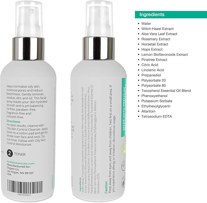 LAUDA BOTANICALS Vitamin C Facial Toner Spray, Hydrating Skin Balancing, Refreshing Pore Minimizer with Organic Witch Hazel, Aloe Vera, Anti Aging Antioxidants for Combination & Oily Skin, 4 Oz-Velvo Beauty