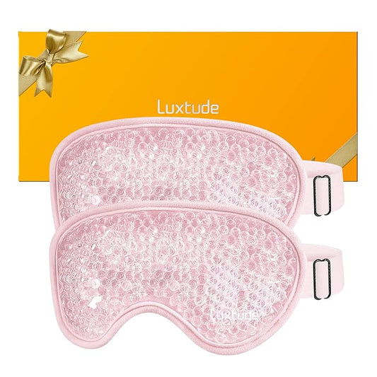 Luxtude Gel Eye Mask Cooling Eye Masks for Dry Eyes 2PCS, Hot Cold Eye Ice Pack Reusable Cold Eye Mask, Frozen Cold Eye Compress for Puffiness/Dark Circles/Headaches/Skincare/Eye Bags (Pink)-Velvo Beauty