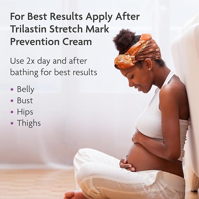 TriLASTIN Belly Oil (3.4oz), Stretch Mark Oil, Belly Oil for Pregnant Women, Serum for Scars and Stretchmarks, Body Oil, Paraben-Free and Hypoallergenic-Velvo Beauty