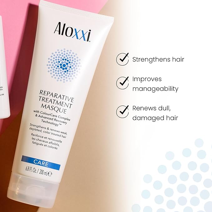ALOXXI Repair Hair Mask for Color-Treated Hair Enriched with Keratin & Peptides, Deep Conditioning Treatment for Dull and Damaged Locks, 16.9 Fl Oz-Velvo Beauty