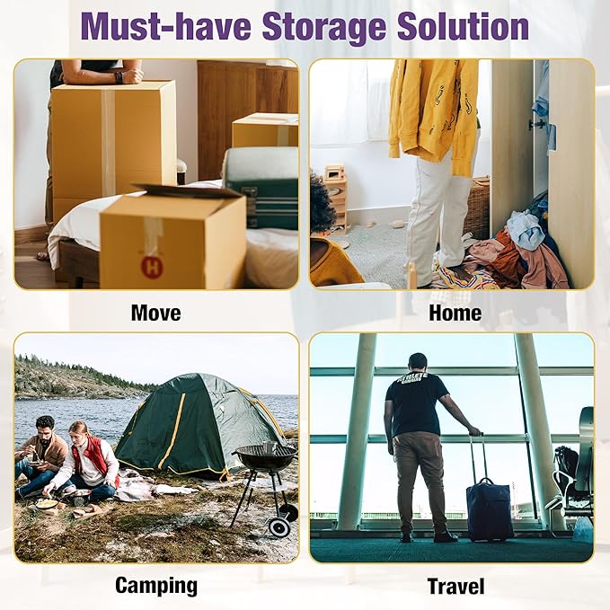 HIBAG Vacuum Storage Bags, 10-Pack Vacuum Seal Bags for Clothing Clothes, Space Saver Bags (2 Jumbo, 2 Large, 2 Medium, 2 Small, 2 Roll-up) with Pump (10-Combo)-Velvo Beauty