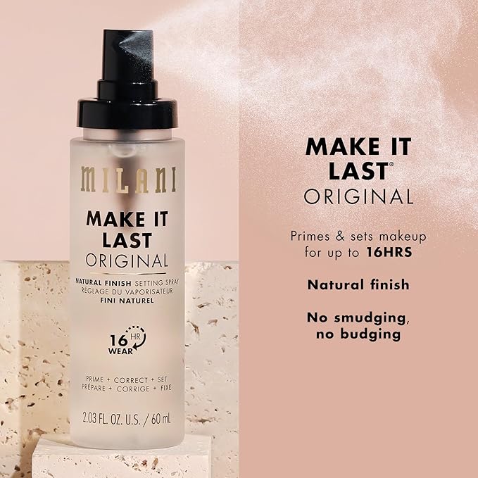 Milani Make It Last Original - Natural Finish Setting SPray - 3-in-1 Setting Spray and Primer- Prime + Correct + Set - Makeup Finishing Spray and Primer - Long Lasting Makeup Primer and Spray - 2 Pack-Velvo Beauty