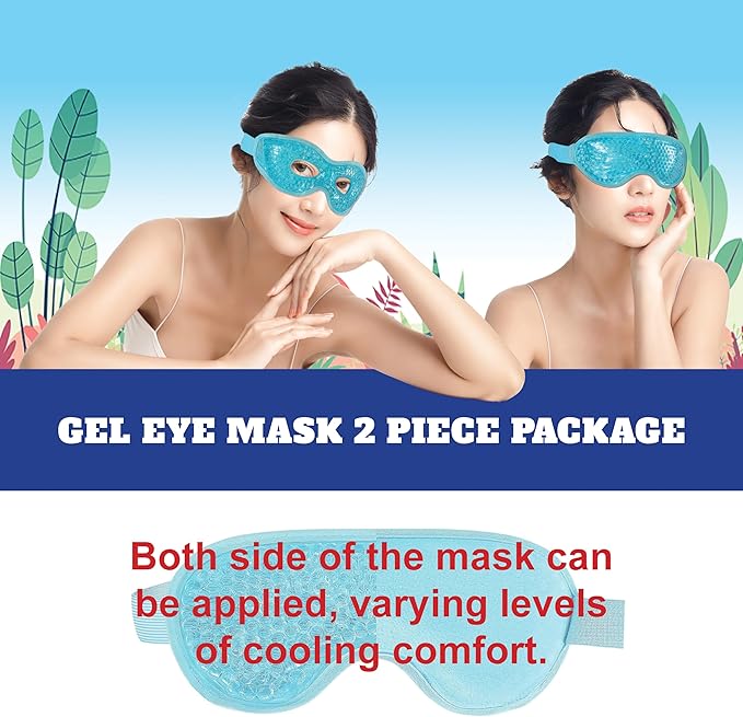 USA Merchant - 2PCs Cold & Hot Eye Therapy Mask, Cooling Eye Mask for Dry Eyes, Headaches, Eye Stress, Dark Cicles, Reusable Cold Compress and Refresh (2 PK Eye Mask)-Velvo Beauty