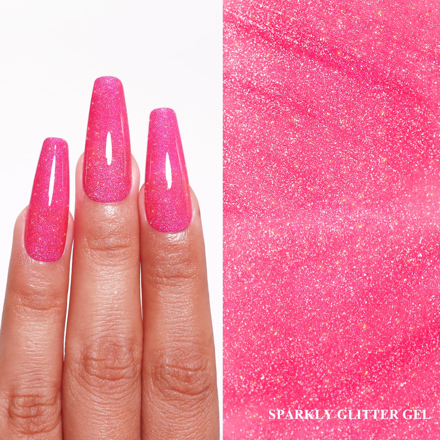 Imtiti Glitter Gel Nail Polish, Rose Pink Iridescent Glitter Nail Gel Polish Diamond Shimmer Sparkle Soak Off UV LED Spring Summer Manicure 10ML-Velvo Beauty