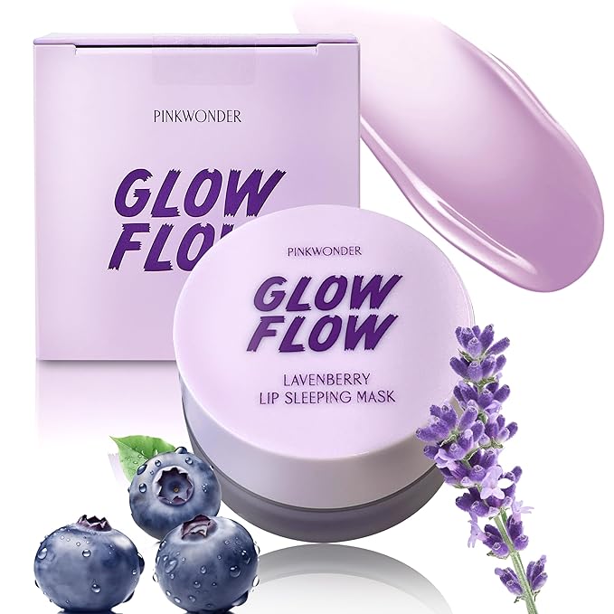 GLOWFLOW Lavenberry Lip Sleeping Mask, Moisturizing Lip Care for Dry and Chapped Lips, Fresh Grape Flavor Lip Balm, Nourishing Lip Care-Velvo Beauty