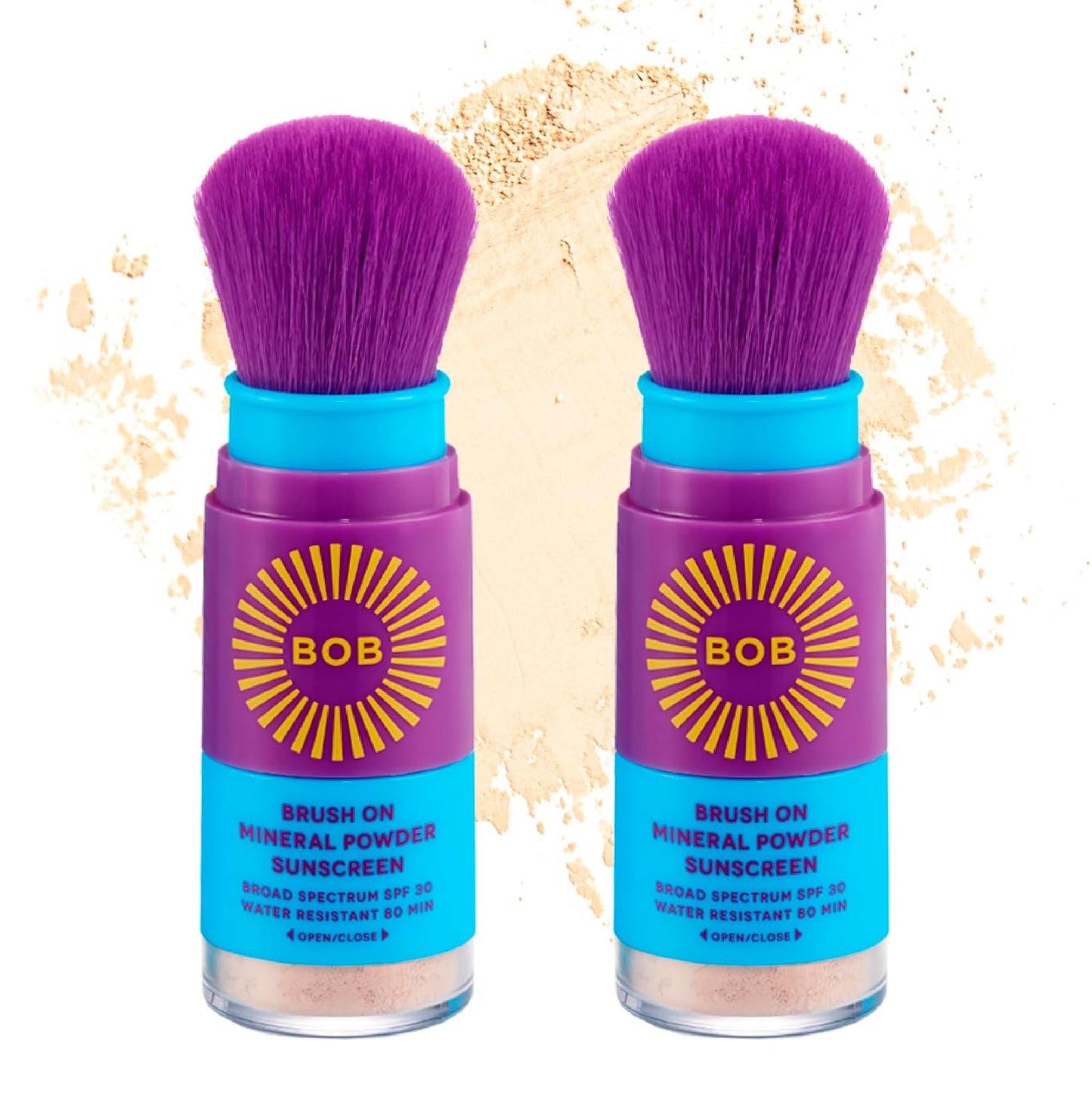 BOB KIDS SPF 30 Brush On Mineral Powder Sunscreen, Broad Spectrum Protection, Water Resistant 80 Mins, Fragrance Free, Easy to Apply for Kids & Babies, Mfg in USA, 2-Pack-Velvo Beauty