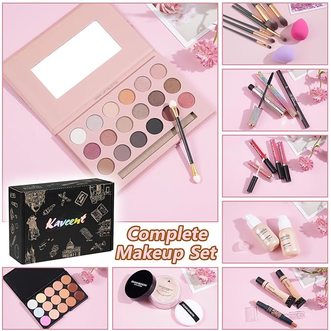 Makeup Kit Makeup Sets for Teens Makeup kits for Women Teenagers Make up Eyeshadow Palette Foundation Concealer Lipgloss Loose Powder Makeup Kit for Women Full Kit-Velvo Beauty