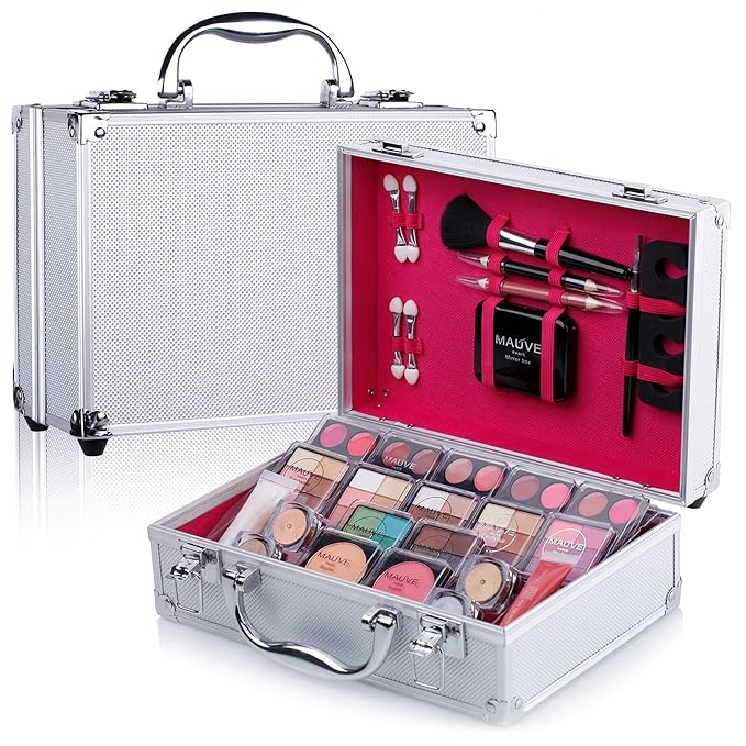 Makeup Kit for Girls and kids 8-12 Carry All Makeup Train Case with Pro Makeup for Teens Women Full Starter Cosmetics Set (SILVER)-Velvo Beauty