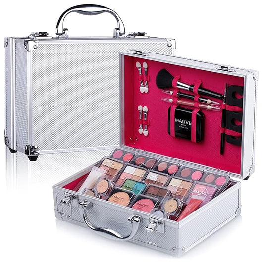 Makeup Kit for Girls and kids 8-12 Carry All Makeup Train Case with Pro Makeup for Teens Women Full Starter Cosmetics Set (SILVER)-Velvo Beauty