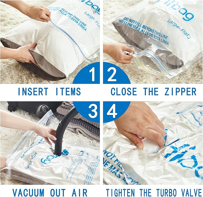 HIBAG Vacuum Storage Bags, 30-Pack Space Saver Vacuum Storage Bags, Vacuum Seal Bags for Clothing, Clothes, Comforters and Blankets (30C)-Velvo Beauty