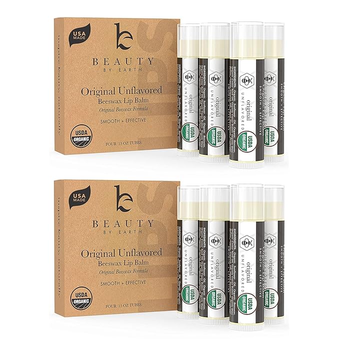 Organic Lip Balm Pack - Original Lip Balm for Dry Cracked Lips, Christmas Stocking Stuffers Women & Men, Lip Balm Set, Lip Moisturizer, Natural Lip Balm for Men, Lip Care Products for Lip Repair-Velvo Beauty