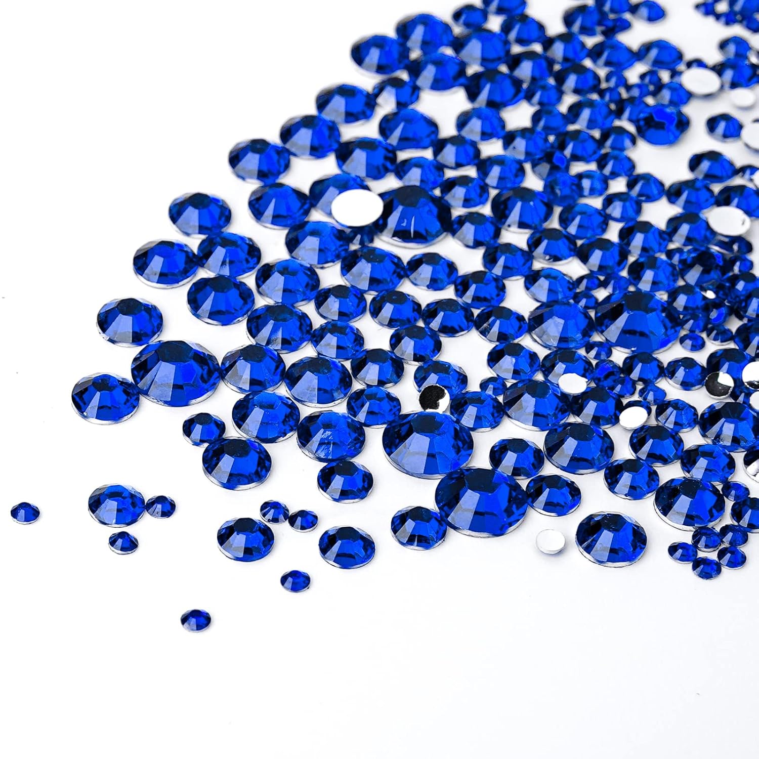 Canvalite 2784PCS Blue Rhinestones Flatback Gems, Nail Rhinestones Nail Art Gems with Glues, Pick Up Tweezers and Rhinestone Picker Dotting Pen, Nail Art Tools for Nails, Clothes, Face, Crafts-Velvo Beauty