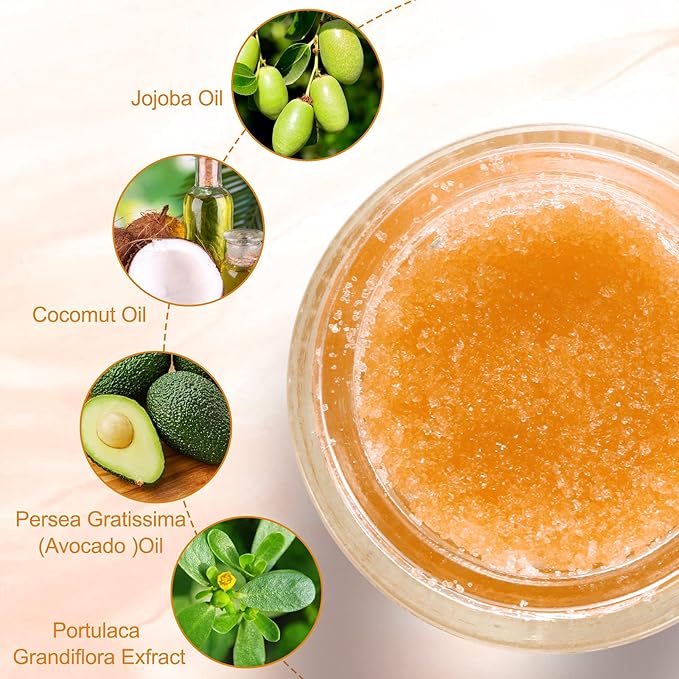 Lip Scrub, Lip Scrubs Exfoliator & Moisturizer, Lip Repair for Lush Soft Lips, Lip Moisturizer for Chapped Dry and Flaky Lips Treatment, Lip Scrubs (Orange)-Velvo Beauty