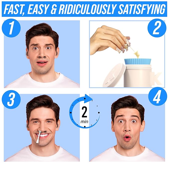 Kenashii Super Nose Waxing Kit | 100g Wax, 24 Applicators | No Microwave Required | Ear Hair Removal | For Men and Women | 12 Balm Wipes, Mustache Guards, Storage Bag-Velvo Beauty