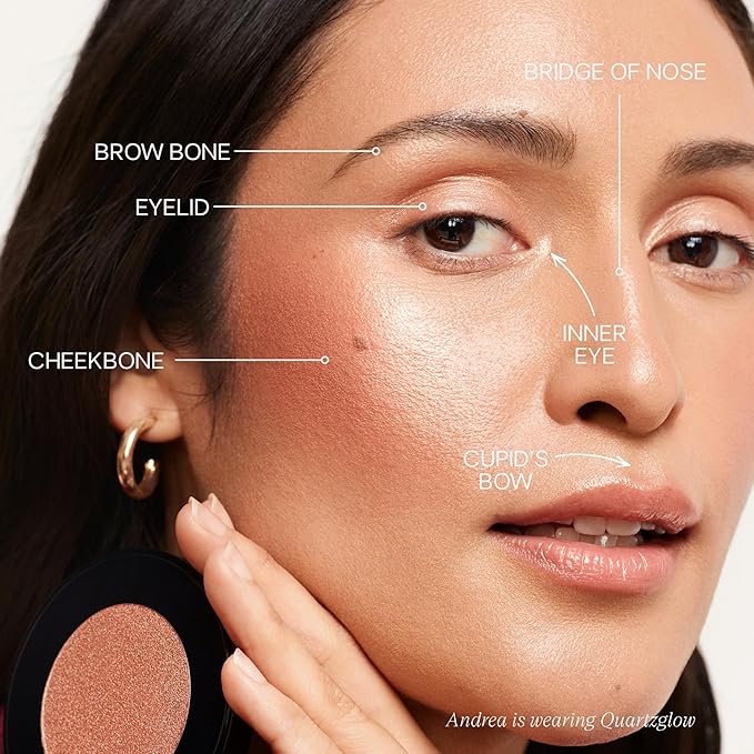 Saie Glow Sculpt Multi-Use Highlighter + Cream Blush Refill - Lightweight with Hyaluronic Acid + Micropearl for Radiant, Glowing Skin - Quartzglow (.02 oz)-Velvo Beauty