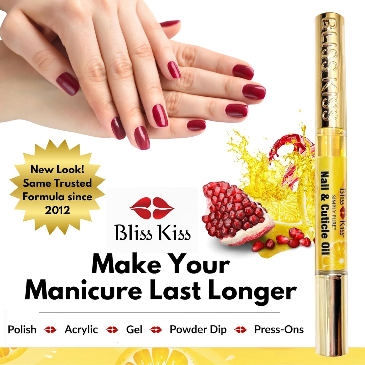 Bliss Kiss | 1 Crisp Fragrance | Nail Oil Cuticle Pen w/Vitamin E & Jojoba⏤Nail Strengthener Nail Growth Serum for Brittle Peeling Breaking Thin Nails-Velvo Beauty