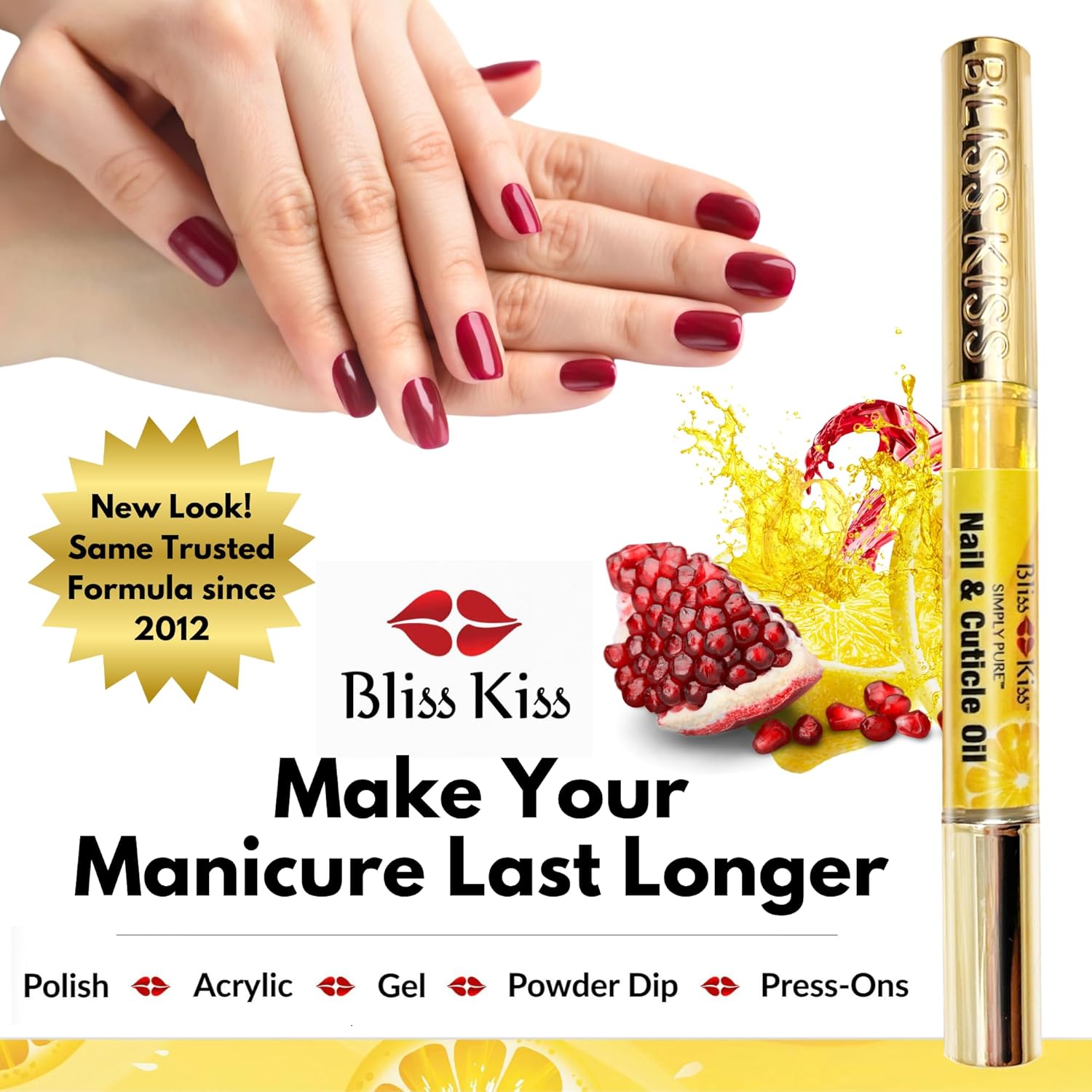 Bliss Kiss | 1 Crisp Fragrance | Nail Oil Cuticle Pen w/Vitamin E & Jojoba⏤Nail Strengthener Nail Growth Serum for Brittle Peeling Breaking Thin Nails-Velvo Beauty