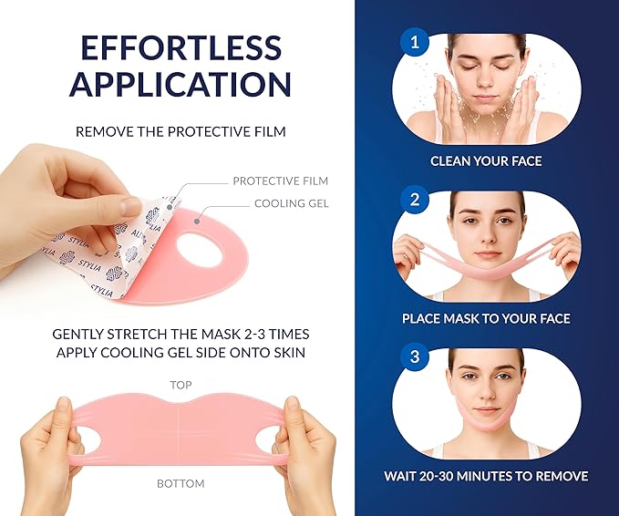 STYLIA V Line Lifting Collagen Face Mask - Double Chin Strap for Women - Jawline Shaper Face Lift Tape - Neck Lift Collagen Mask - Chin Strap for Sleeping - Hyaluronic Acid, Aloe Vera, Cica 10PC-Velvo Beauty