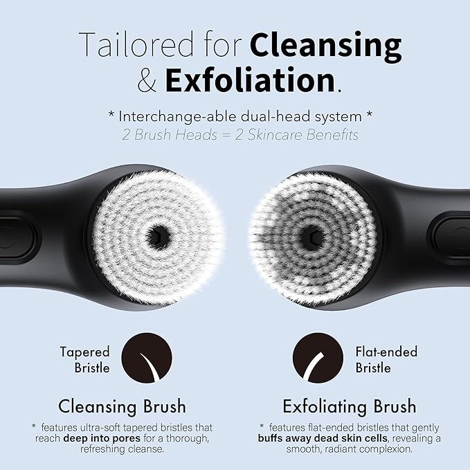 NågraCoola Electric Facial Cleansing Brush – Rechargeable Waterproof Face Scrubber for Women & Men, 2 Brush Heads for Deep Pore Cleansing & Gentle Exfoliation, 3 Speeds, Auto-Timer-Velvo Beauty