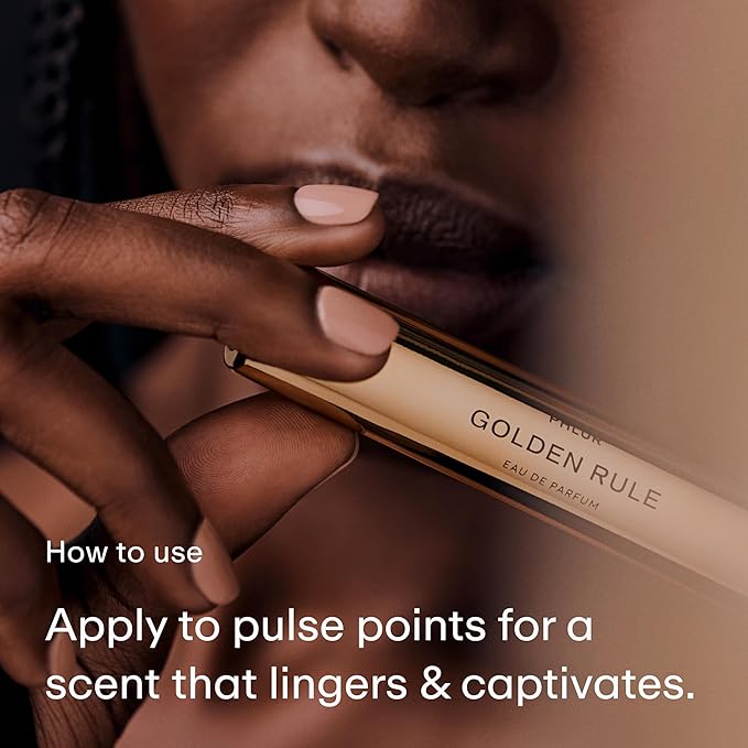 PHLUR Golden Rule Eau de Parfum - Travel Size Perfume Fragrance - Fruity Floral Perfume with Mandarin, Pink Pepper, Pear, Jasmine, Coconut Milk, Sandalwood & Vanilla Cream (9.5mL)-Velvo Beauty