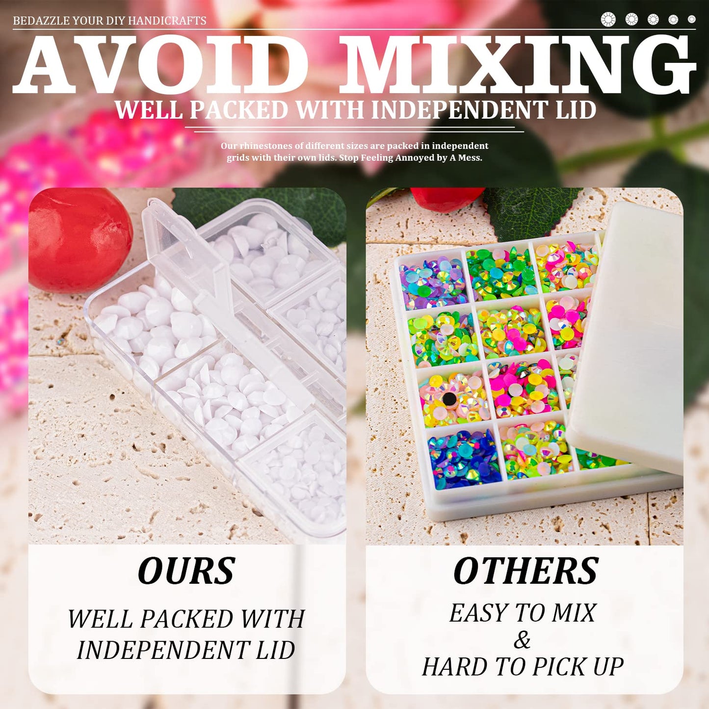 Resin Rhinestones Crafting, 2/3/4/5/6mm Flatback Jelly Rhinestones, 2 Boxes White Non Hotfix Crystal Gems for Bedazzling Crafts Mugs Tumblers Clothes Makeup Nail-Velvo Beauty