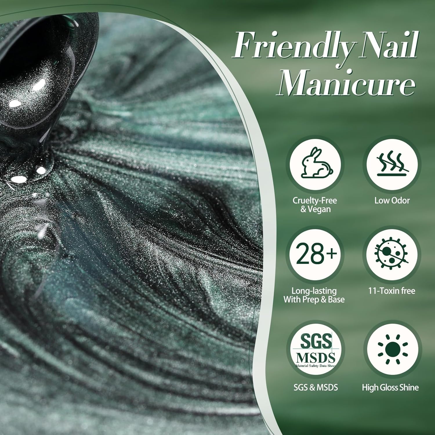 Born Pretty Cat Magnetic Gel Nail Polish, Retro Green Gel Polish Crystal Cat Holographic Magnetic Nail Polish Nail Art Manicure Salon DIY at Home 15ML-Velvo Beauty